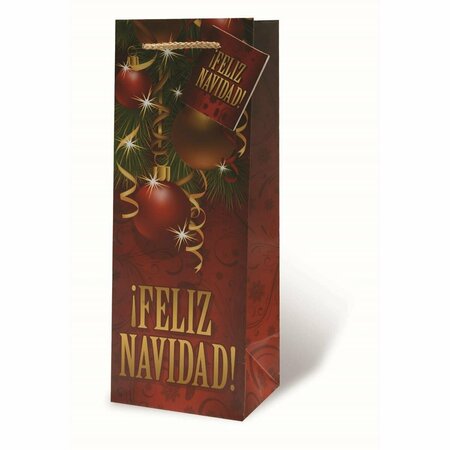 WRAP-ART Feliz Navidad Printed paper Bag with Plastic Rope Handle 17879